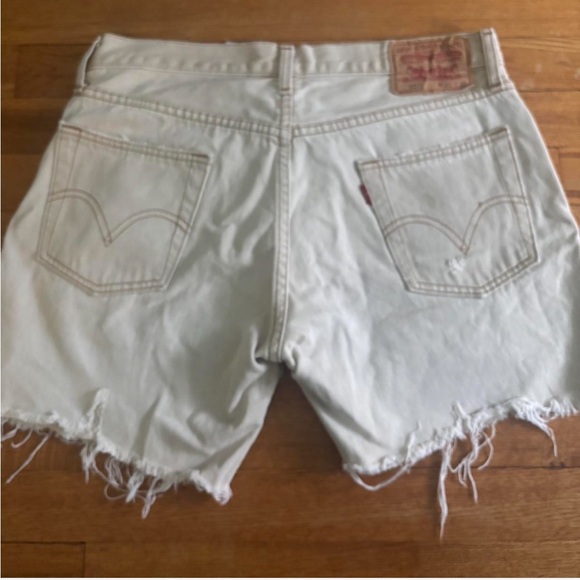 Levi's Beige Distressed Denim Shorts - Picture 2 of 3